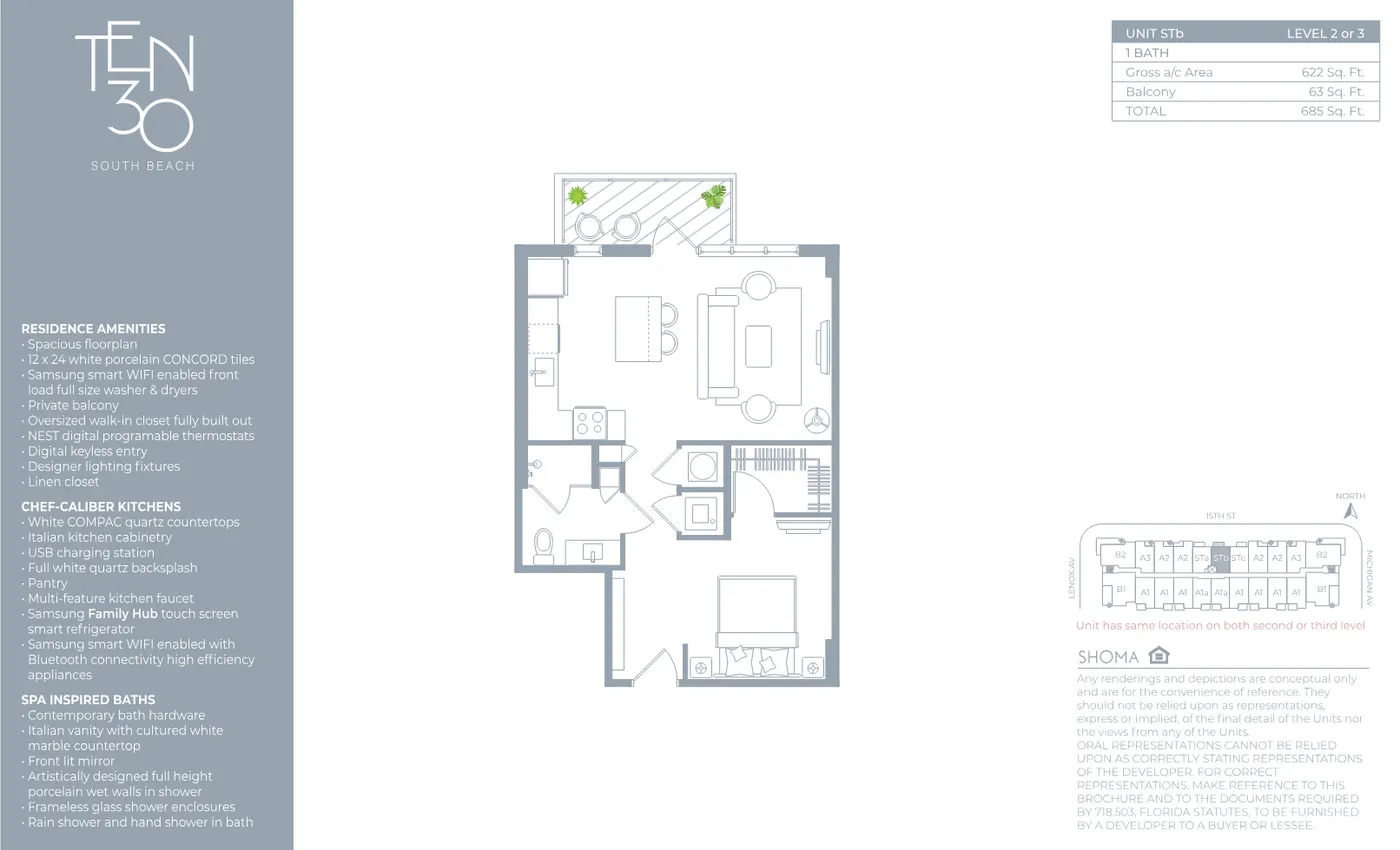 Planta 13 do TEN 30 South Beach