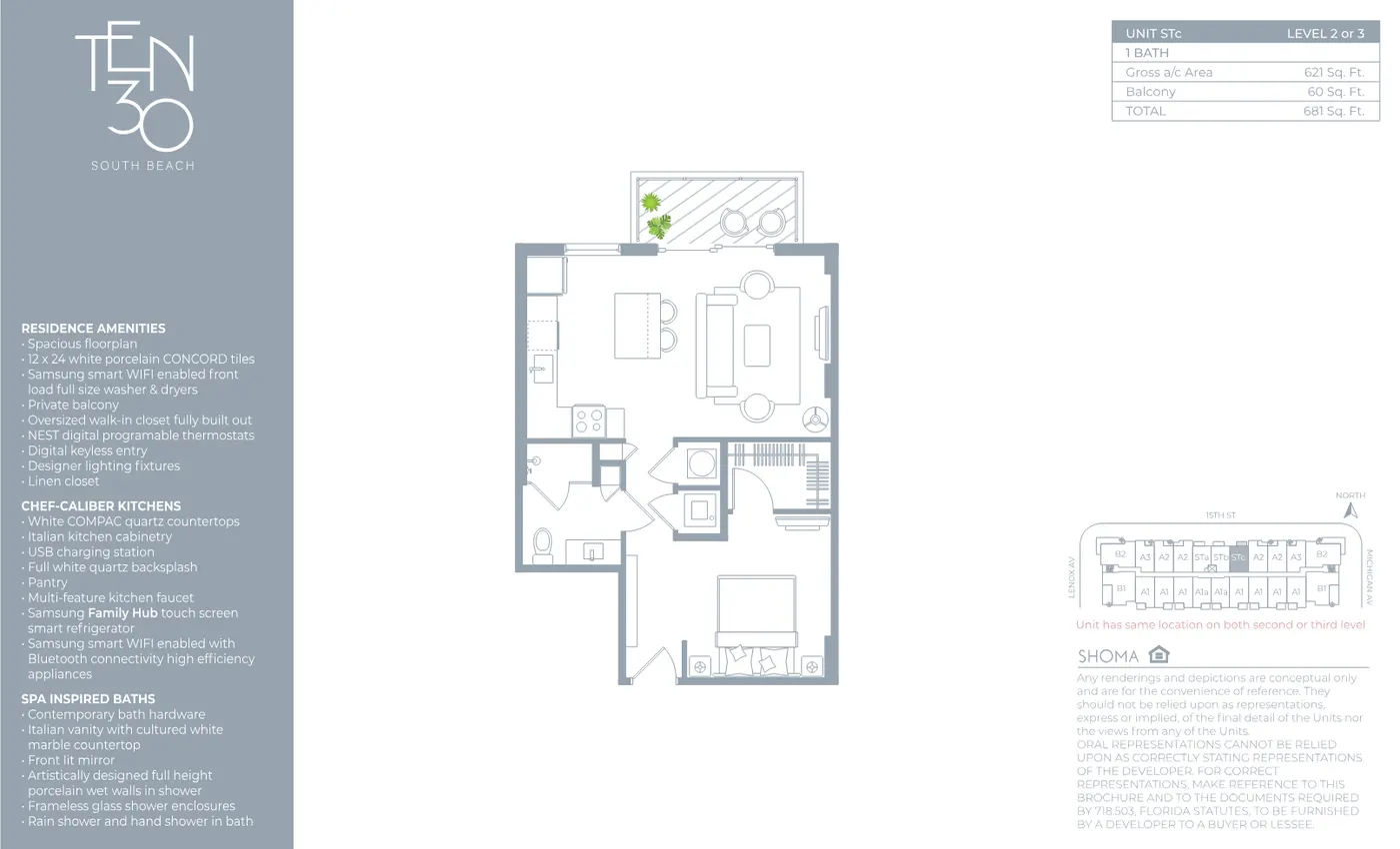 Planta 14 do TEN 30 South Beach